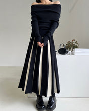 Load image into Gallery viewer, Color-block A-line Knitted Skirt
