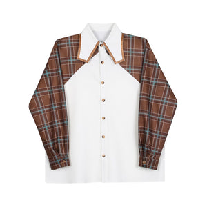 Plaid Contrast Color Long Sleeve Shirt