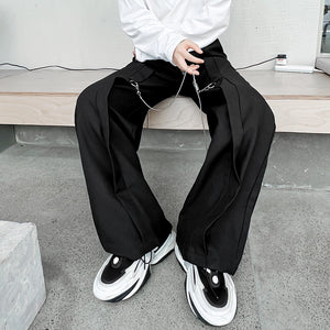 Metal Chain Trim Suit Trousers