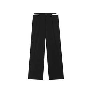 Waist Cutout Straight Wide-leg Trousers