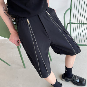 Zipper Decoration Straight Five-point Shorts