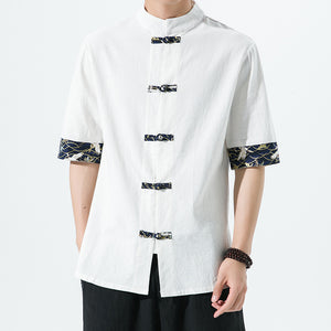 Retro Buttoned Cotton Linen Shirt