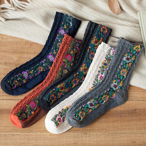 Warm Ethnic Cute Floral Printing Socks