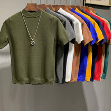 Load image into Gallery viewer, Half Turtleneck Knit Short Sleeve T-Shirt
