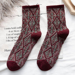 Lovely Retro Ethnic Rhombus Print Socks