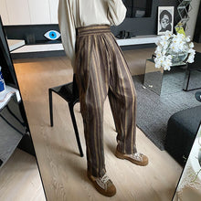 Load image into Gallery viewer, Retro Striped High-waist Casual Pants
