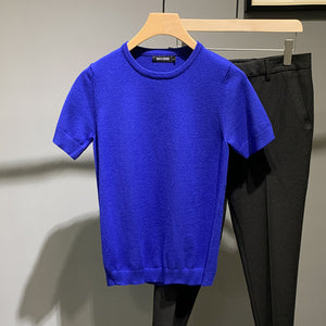 Half Turtleneck Knit Short Sleeve T-Shirt