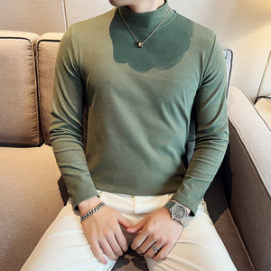 Slim Fit British Half Turtleneck Long Sleeve T-Shirt