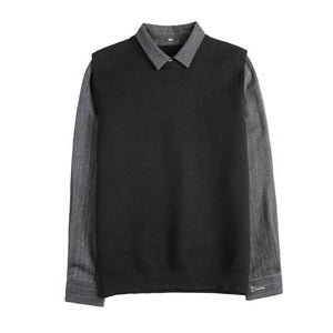 Fake Two Piece Shirt Collar Slim Sweater