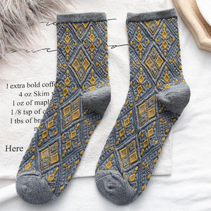 Lovely Retro Ethnic Rhombus Print Socks