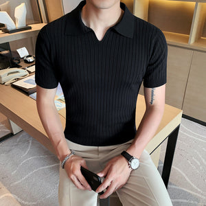 Slim Fit Knit Short Sleeve Polo Shirt