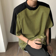 Load image into Gallery viewer, Striped Panel Short Sleeve T-shirt
