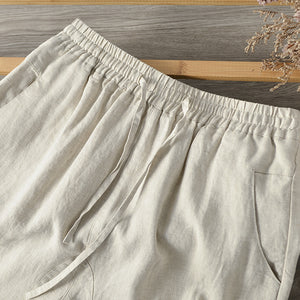 Cotton Linen Mid-Rise Baggy Pants