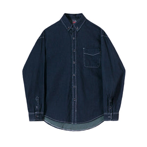 Retro Denim Long-sleeved Shirt