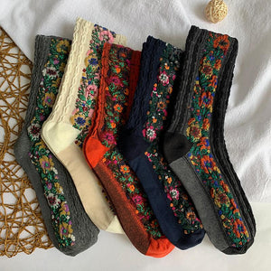 Warm Ethnic Cute Floral Printing Socks