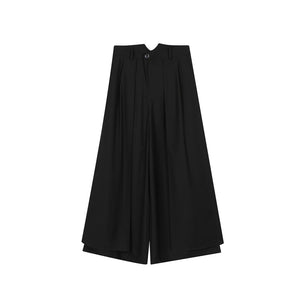 Dark Knight Double Layer Wide-Leg Trousers