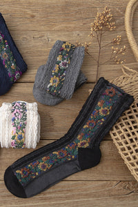 Winter Retro Ethnic Cute Floral Socks