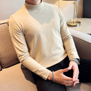 Slim Fit British Half Turtleneck Long Sleeve T-Shirt