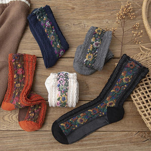 Winter Retro Ethnic Cute Floral Socks