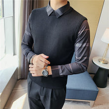 Load image into Gallery viewer, Fake Two Piece Shirt Collar Slim Sweater
