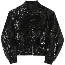 Load image into Gallery viewer, Black Sequined Cropped Jacket
