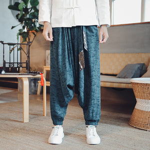 Retro Stitching Belt Harem Pants