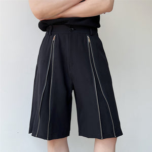 Zipper Decoration Straight Five-point Shorts