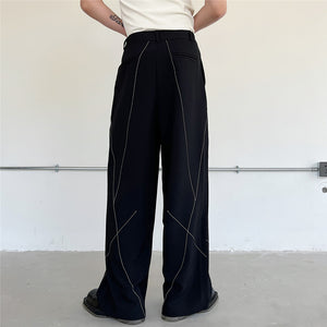 Line Decoration Straight Casual Pants