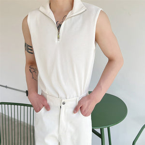 Slim Fit Half-Zip Pullover Tank Top