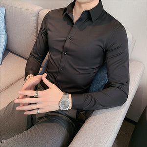 Solid Color Long Sleeve Slim Fit Shirt