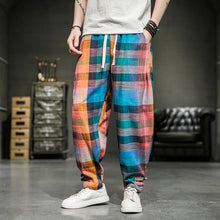 Load image into Gallery viewer, Cotton Linen Plaid Loose Casual Pants
