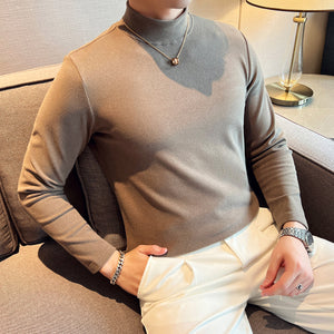 Slim Fit British Half Turtleneck Long Sleeve T-Shirt