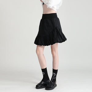 Elastic High Waist Bubble Bud Short Skirt