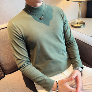 Slim Fit British Half Turtleneck Long Sleeve T-Shirt