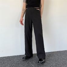 Load image into Gallery viewer, Waist Cutout Straight Wide-leg Trousers
