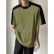 Load image into Gallery viewer, Striped Panel Short Sleeve T-shirt
