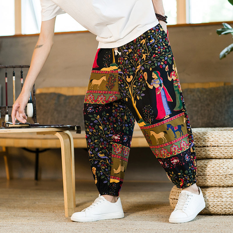 Vintage Print Harem Pants