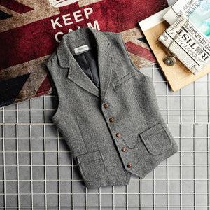 Retro Slim Fit Solid Color Suit Vest