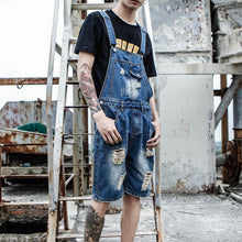 Load image into Gallery viewer, Loose Retro Denim Ripped Overalls
