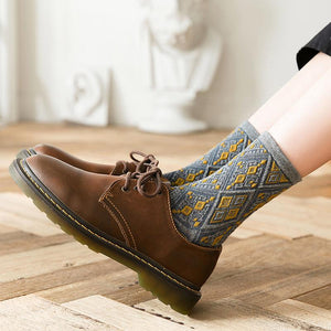 Lovely Retro Ethnic Rhombus Print Socks