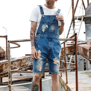 Loose Retro Denim Ripped Overalls