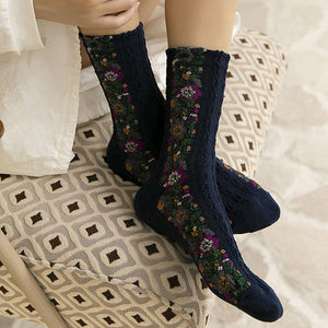 Winter Retro Ethnic Cute Floral Socks