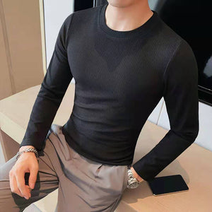 Slim Fit Crew Neck Stripe Long Sleeve T-Shirt