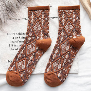 Lovely Retro Ethnic Rhombus Print Socks