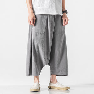 Summer Loose Low-crotch Baggy Cropped Pants