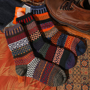 Men's Retro Ethnic Thick Line Socks