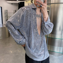 Load image into Gallery viewer, Vintage Deep V-neck Sequined Shirt
