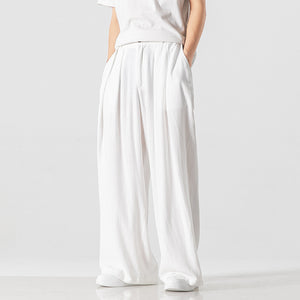 Loose Solid Straight-leg Pants