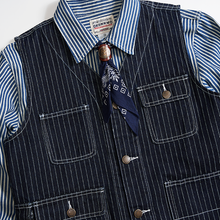 Load image into Gallery viewer, Striped Denim Multi-pocket Tooling Vest
