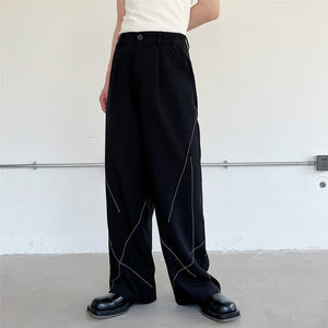 Line Decoration Straight Casual Pants